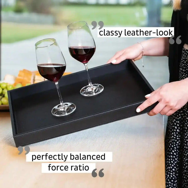 Metal Tray in leather look BLACK By Silwy - Everything Caravans