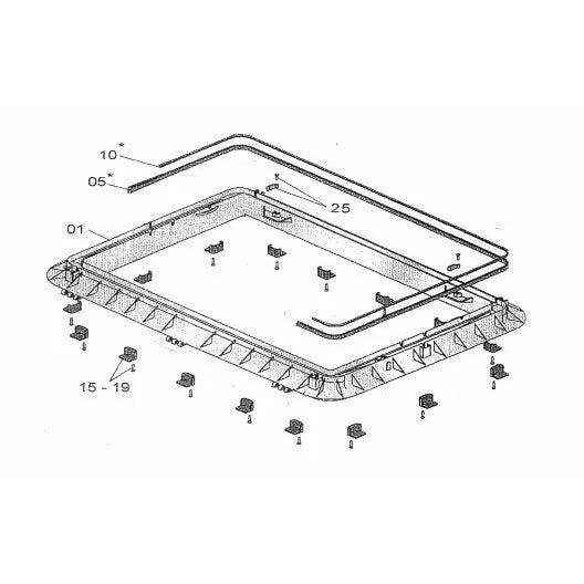 Mounting Kit Grey Suits Heki 2 Roof Thickness 25-32mm Grey - Everything Caravans