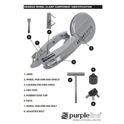 Nemesis Wheel Clamp Suits on and Off Road Tyres Up to 275mm 17 inch Rims - Everything Caravans