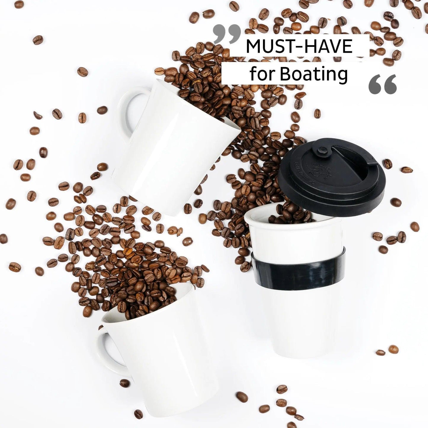 Porcelain Magnetic Handle Cups - Pads in BLACK - by Silwy - Everything Caravans