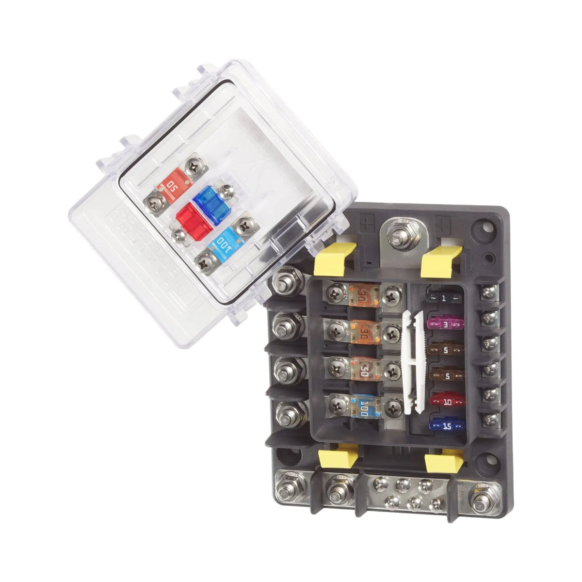 Safetyhub 150 Fuse Block Midi and Standard Auto Fuses with Negative Bus Bar Enerdrive