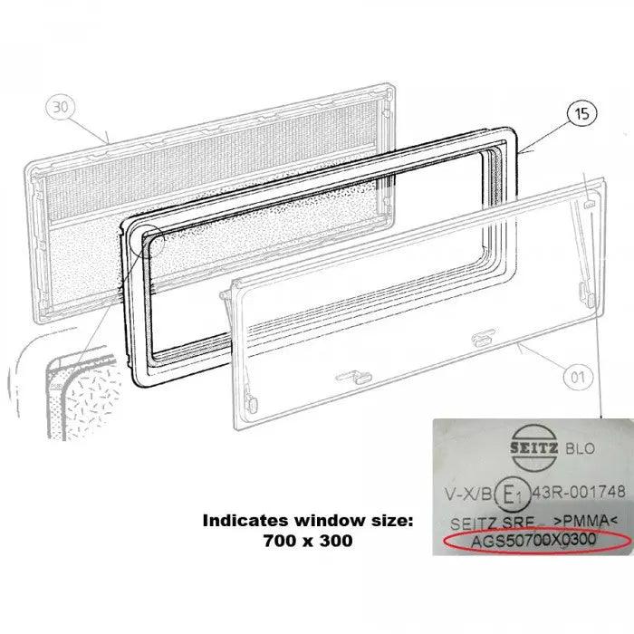 Seitz External Outer Window Frame Only Suits S4 1450x550 Black - Everything Caravans