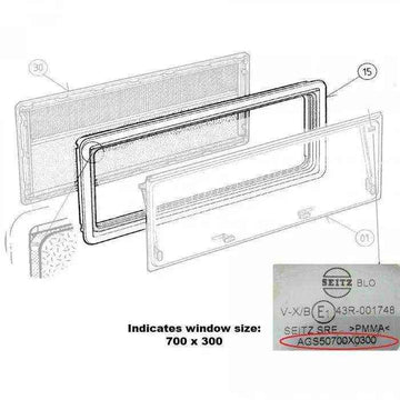 Seitz External Outer Window Frame Only Suits S4 1450x550 Black - Everything Caravans
