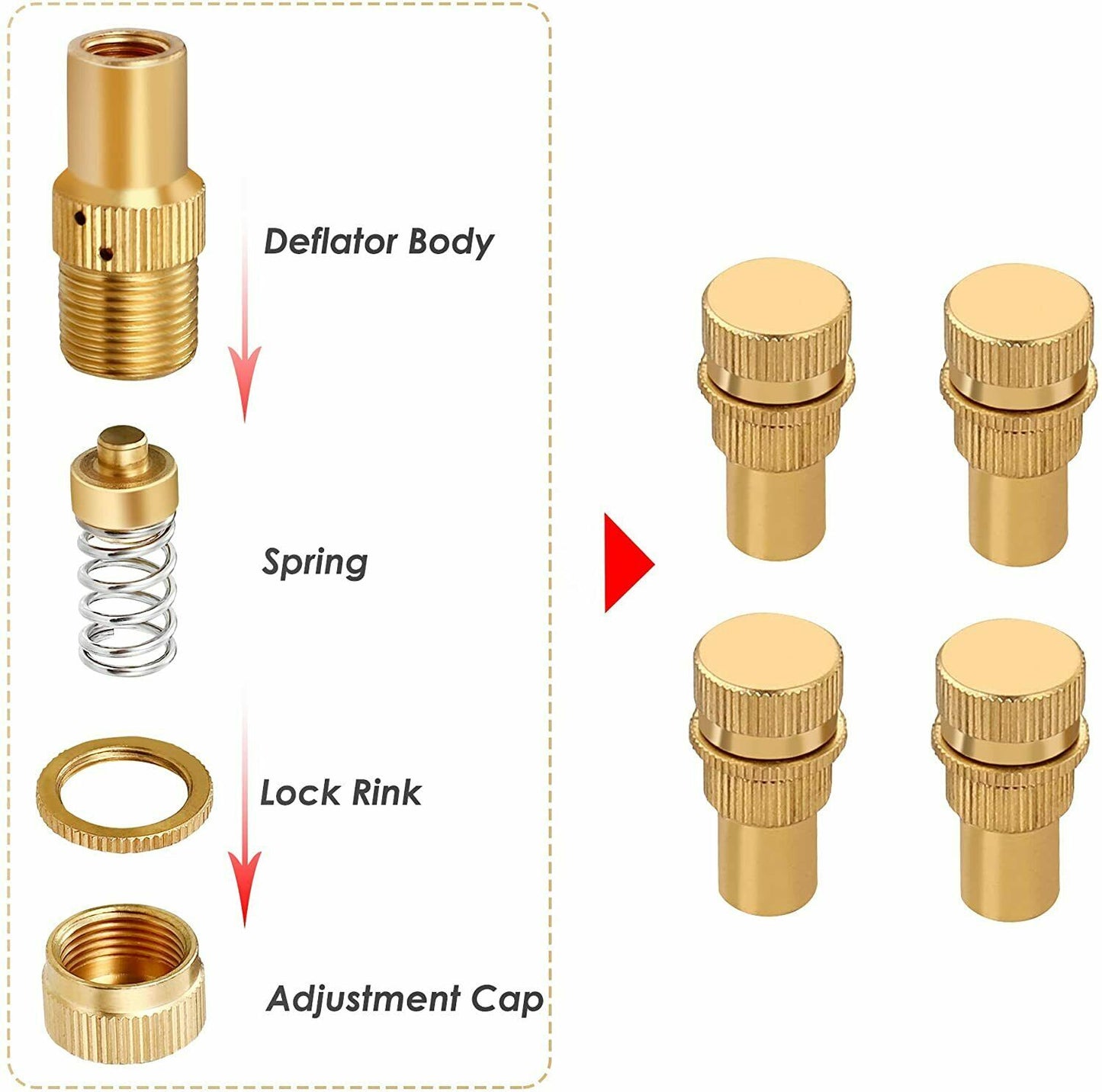 Tyre Deflators Brass Air Deflator 0-60 PSI