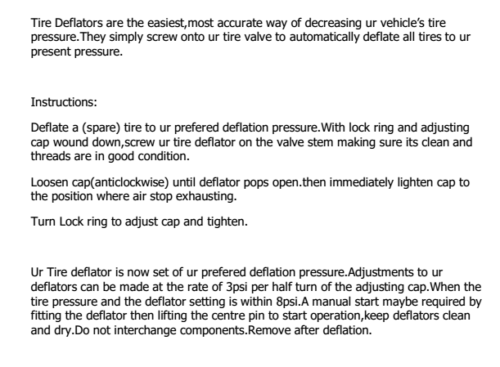 Tyre Deflators Brass Air Deflator 0-60 PSI