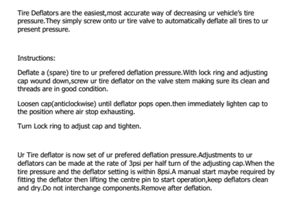 Tyre Deflators Brass Air Deflator 0-60 PSI