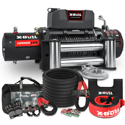 Recovery Kit with Winch Kinetic Recovery Rope 12000LBS Electric Winch