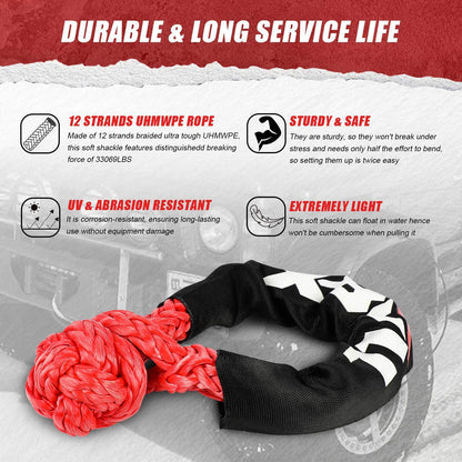 Recovery Kit with Winch Kinetic Recovery Rope 12000LBS Electric Winch