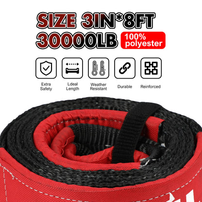 Recovery Kit with Winch Kinetic Recovery Rope 12000LBS Electric Winch