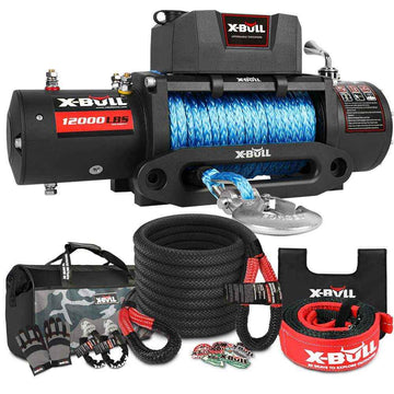 Recovery Kit with Winch Kinetic Recovery Rope 12000LBS Electric Winch