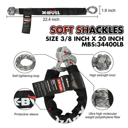 Recovery Kit with Winch Kinetic Recovery Rope 12000LBS Electric Winch