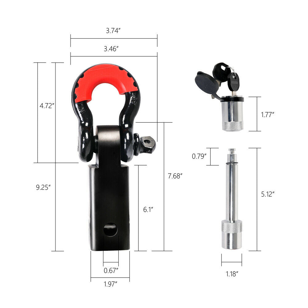 Hitch Receiver 5T Recovery Receiver with Bow Shackle