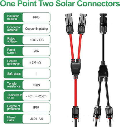 Solar Panel Connector Y Branch Parallel Adapter Cable - 1 pair