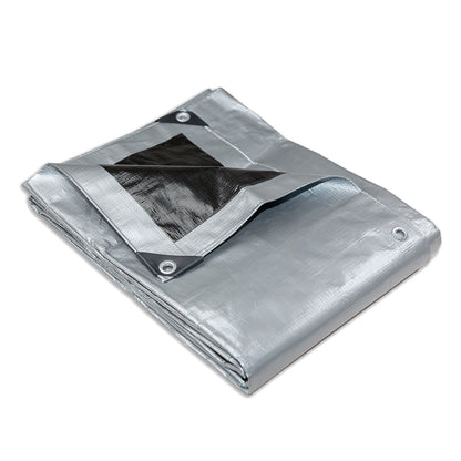Heavy Duty Silver Black Poly Tarp Tarpaulin 3.6x4.9m