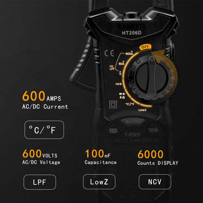 Digital Clamp Meter TRMS 6000 Multimeter Auto-ranging