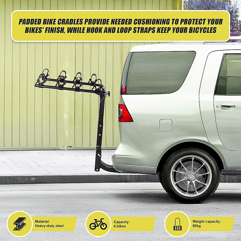 4-Bike Carrier Reciever Hitch Mount Swing Down