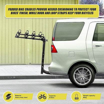 4-Bike Carrier Reciever Hitch Mount Swing Down