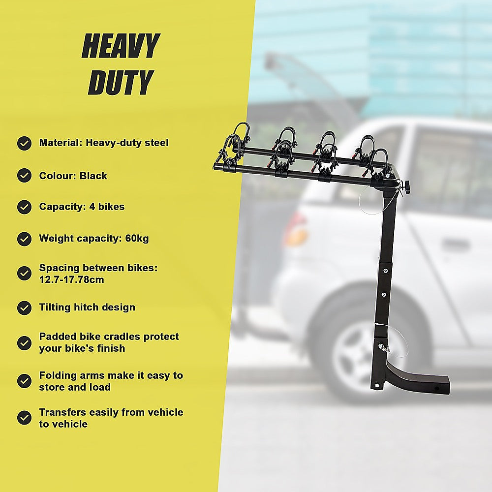4-Bike Carrier Reciever Hitch Mount Swing Down