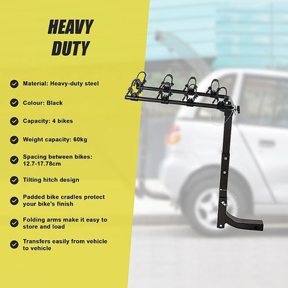 4-Bike Carrier Reciever Hitch Mount Swing Down