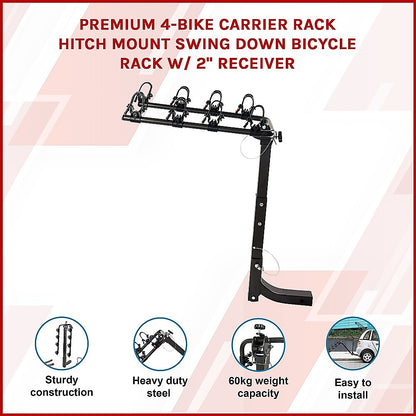 4-Bike Carrier Reciever Hitch Mount Swing Down
