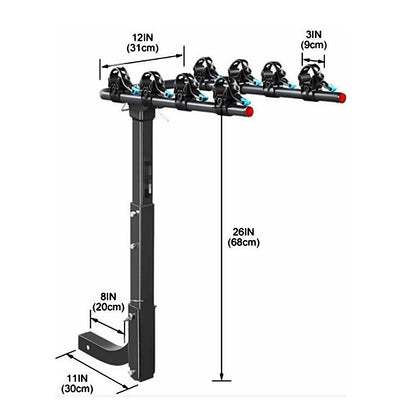 4-Bike Carrier Reciever Hitch Mount Swing Down