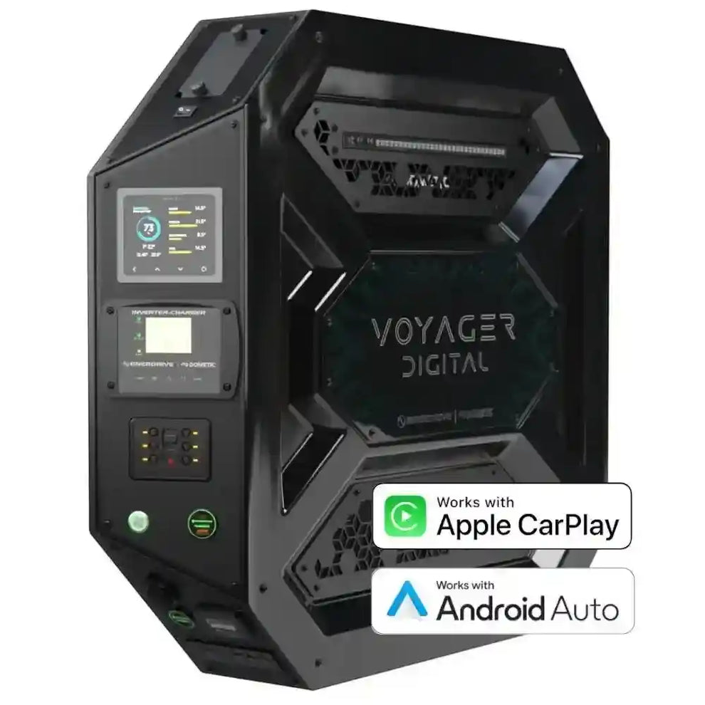 Voyager Digital Power System — canopy power system with Garmin PowerSwitch and 3000W/100A inverter‑charger