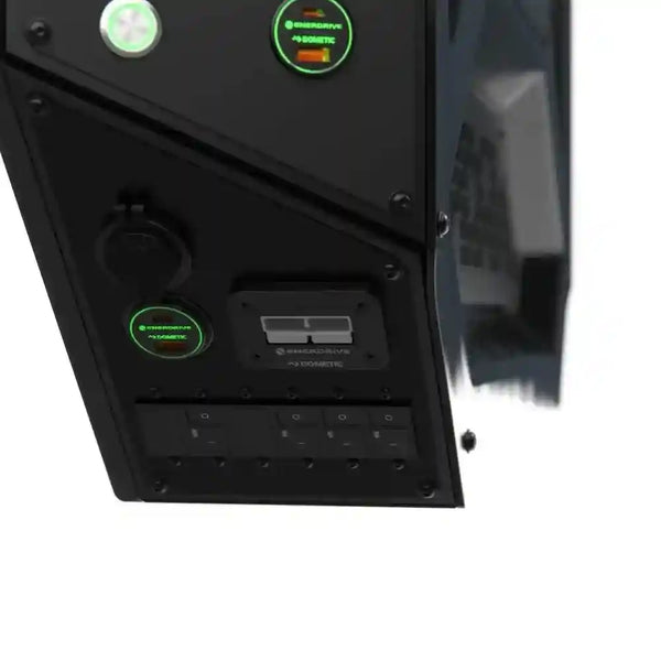 Voyager Digital Power System — canopy power system with Garmin PowerSwitch and 3000W/100A inverter‑charger 5