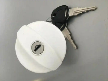 White Lockable Water Filler Complete with Cap and Keys for RV and Caravans - Everything Caravans