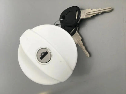 White Lockable Water Filler Complete with Cap and Keys for RV and Caravans - Everything Caravans