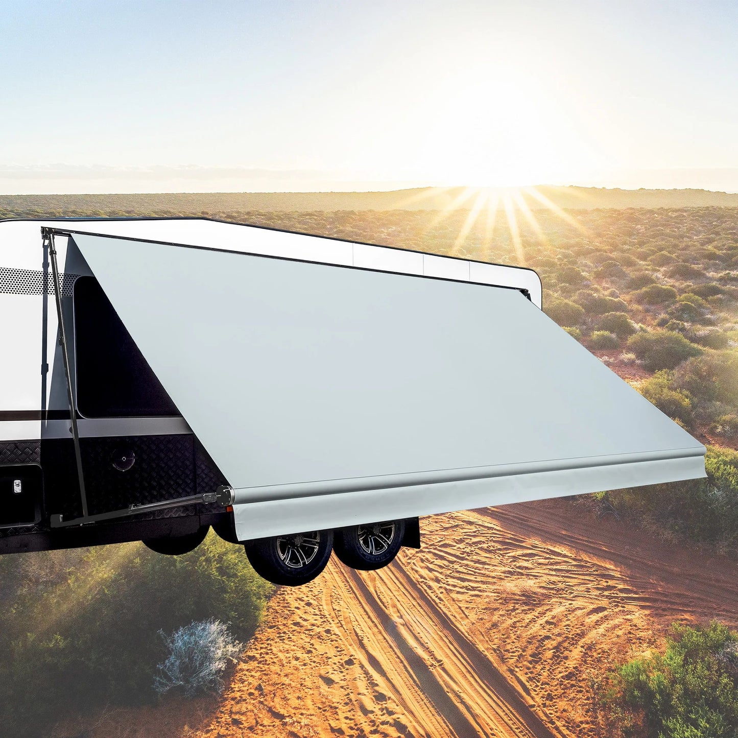 Aussie Traveller SBE 16' Light Grey Roof White Ends Awning