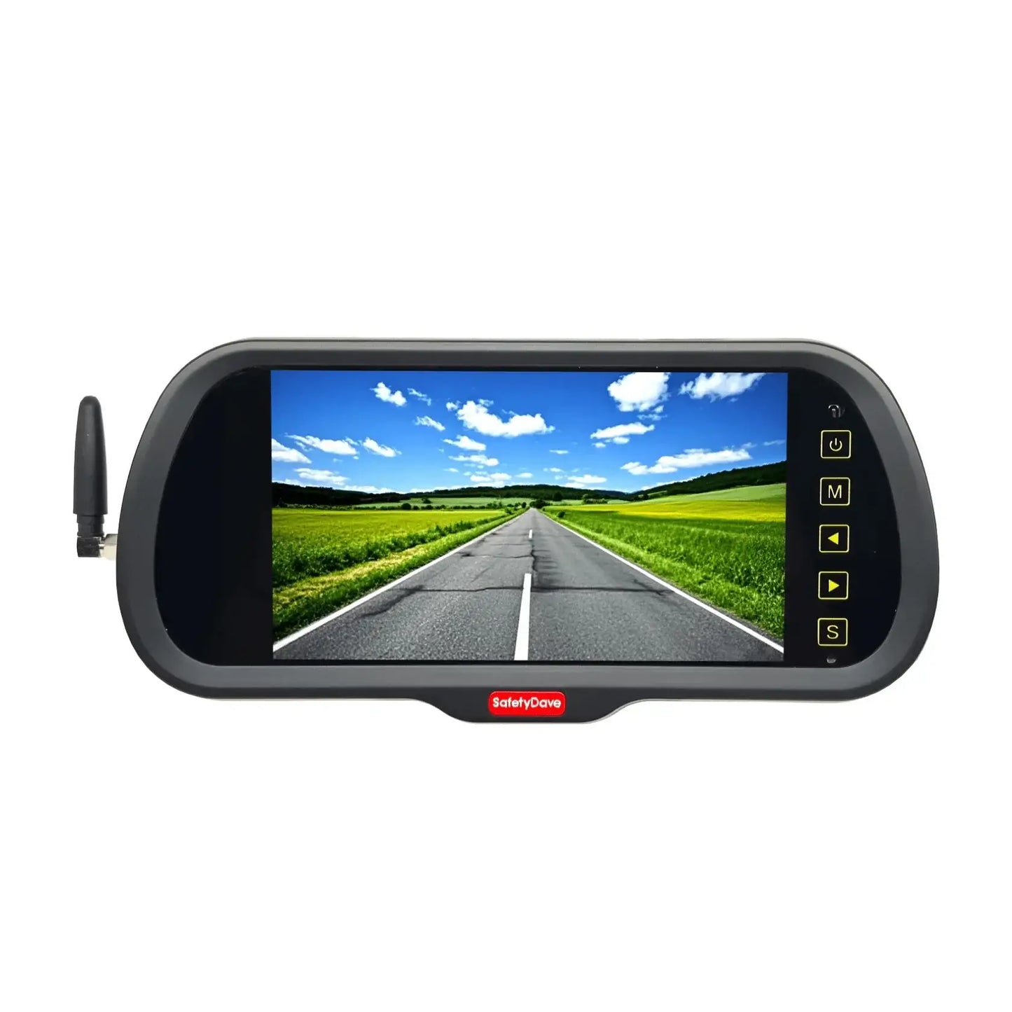 SafetyDave Wireless Rear Vision Mirror Kit with 7inch Mirror Monitor and Dual Black HD Camera