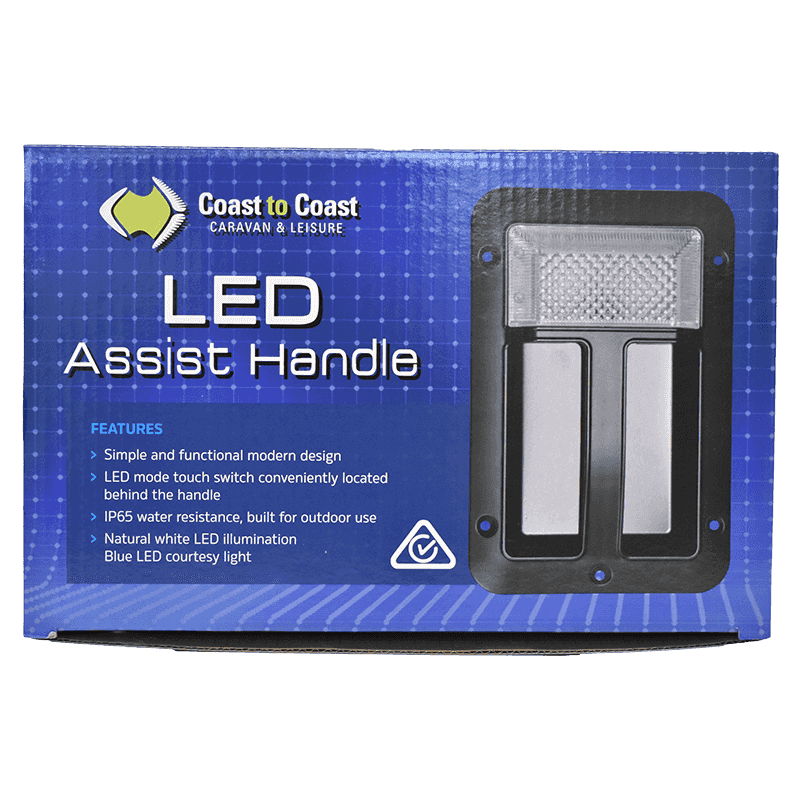 Entrance Assist Handle with 12v Led Light Black - As fitted to Most Jayco's
