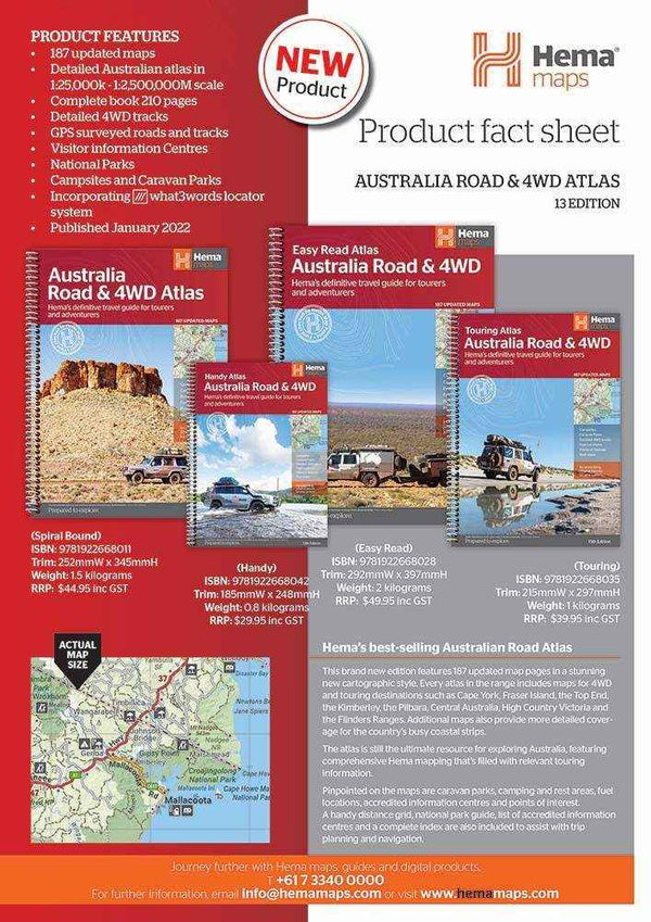 Hema Australia Road and 4WD Handy Map - 185 x 248mm - Everything Caravans