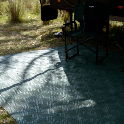 Caravan Annex Mat and Pegs 2.5M x 3.5M  Foam Mesh Breathable and Anti Slip Green - with Free PEG Set