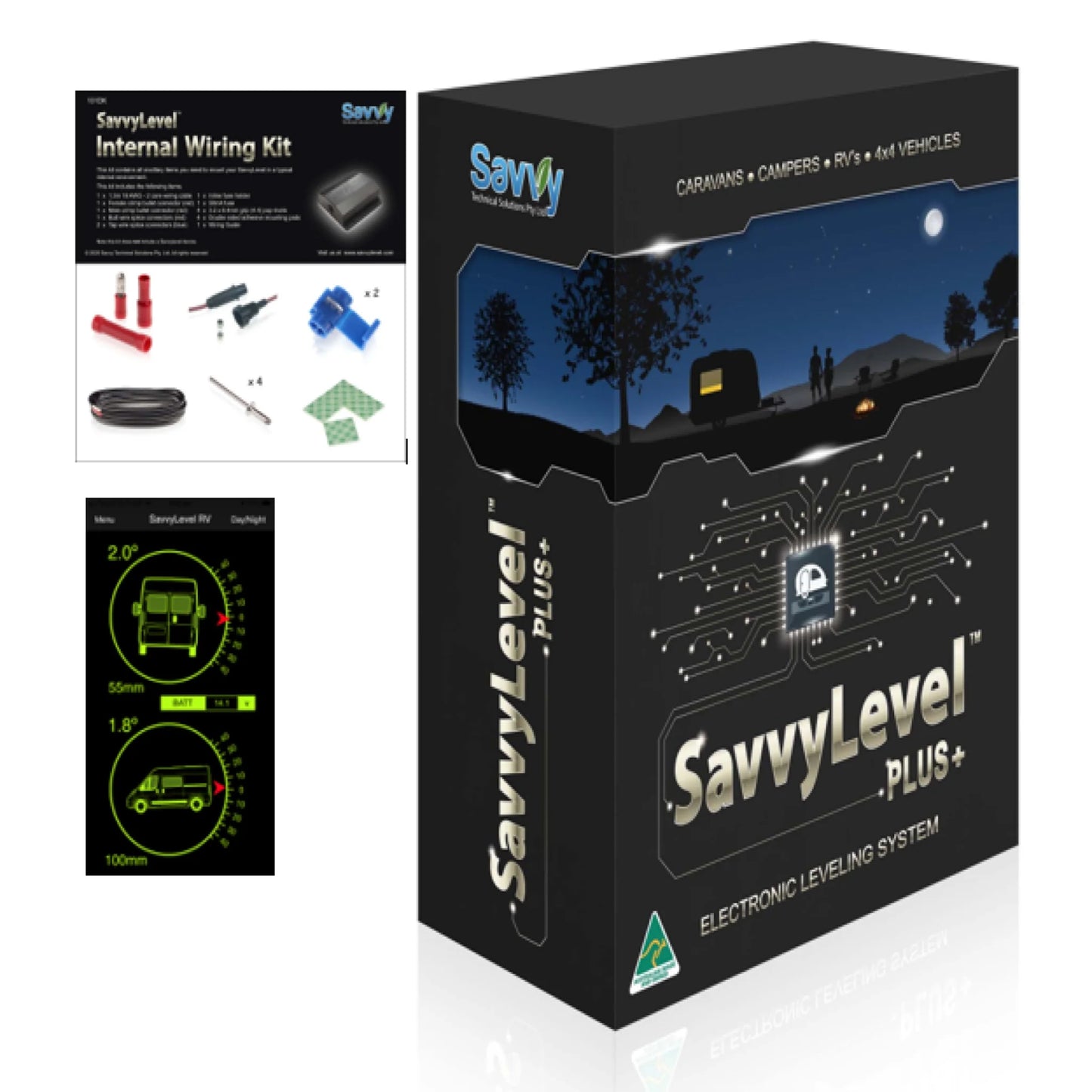 Savvylevel for Leveling Solution for Caravan Motorhomes and Vehicles Unit + Internal Wiring Kit