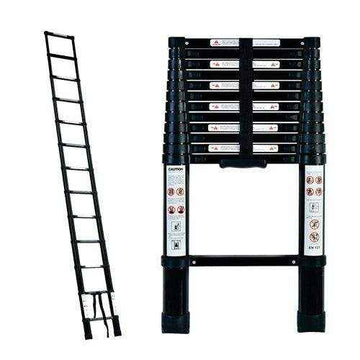 Black 3.8m Portable Telescopic Ladder with Carry Bag - Everything Caravans