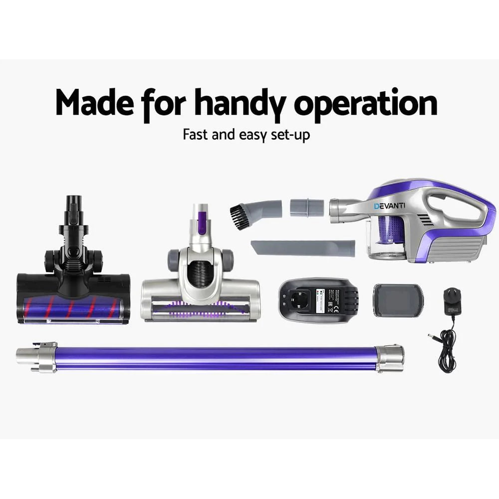 Cordless 150w Handstick Vacuum Cleaner Purple and Grey
