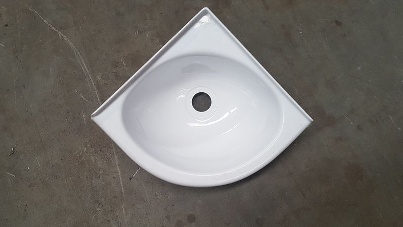 White Acrylic Corner Basin