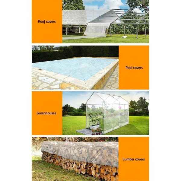 4Mx7M Tarp Camping Tarps Poly Tarpaulin Heavy Duty Cover 135Gsm Clear