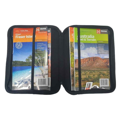 Hema Map Wallet Durable Storage for Up to 10 Maps Compact Travel Organiser