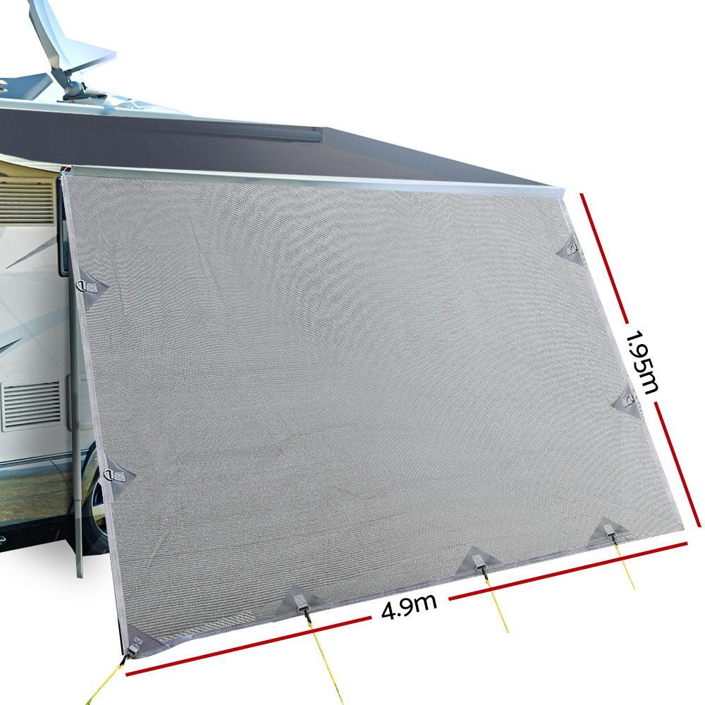 4.9M Caravan Privacy Screens 1.95M Roll Out Awning End Wall