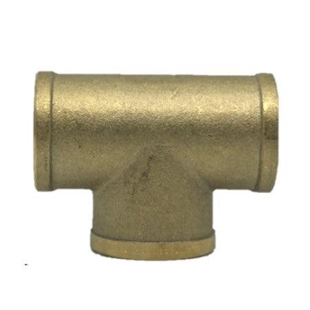 Brass Threaded Tee Fitting - FxFxF - 15mm 1-2" - Everything Caravans