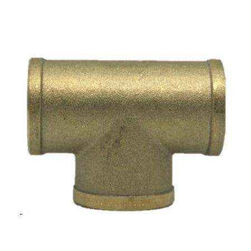 Brass Threaded Tee Fitting - FxFxF - 15mm 1-2" - Everything Caravans