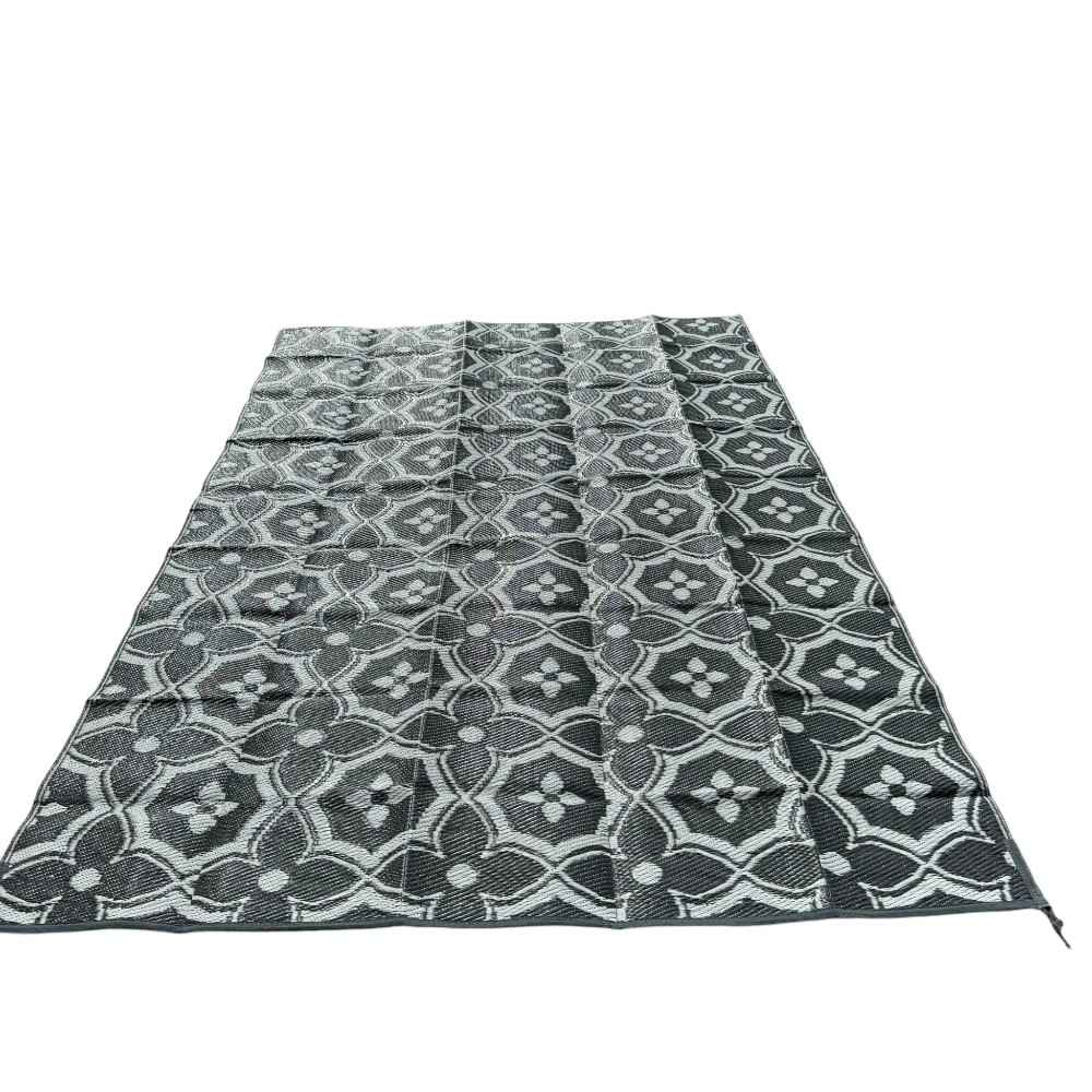 Caravan Camping Mat and Pegs Classic Grey White 1.5m x 2.43m - with Free PEG Set