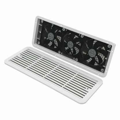 12V Caravan Fridge Vent with Triple Fans White 480mm