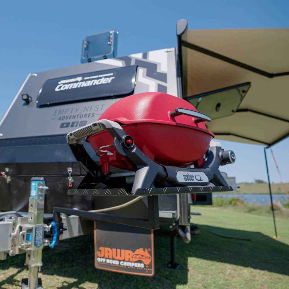 BBQARM KIT 850mm Regular Tray Black Powdercoat 50mm Drawbars for Caravan or Trailer
