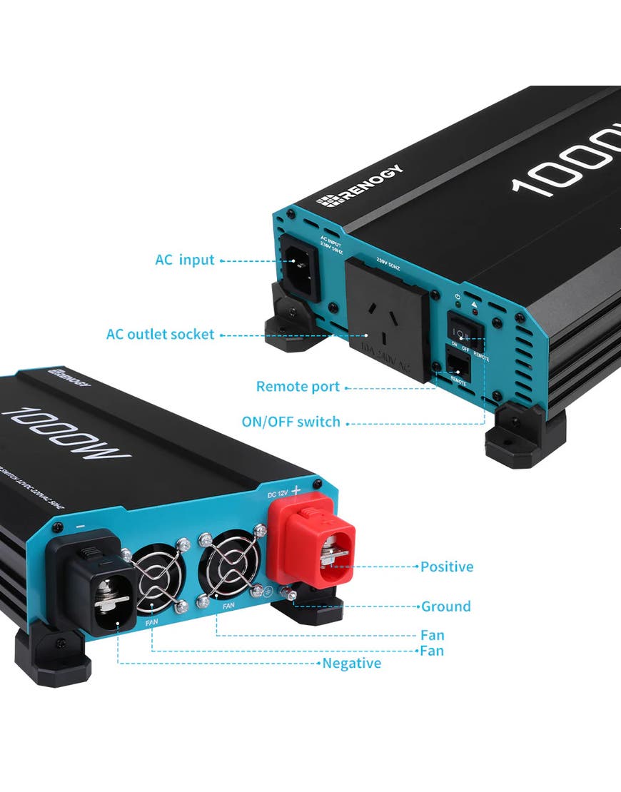 RENOGY CORE 500-11080 PUH 1000W Pure Sine Wave Inverter R-INVT-PUH1-101235-G5-AU