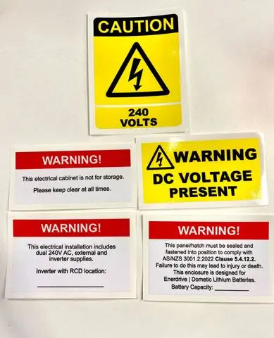 Enerdrive invertor Warning Label Kit