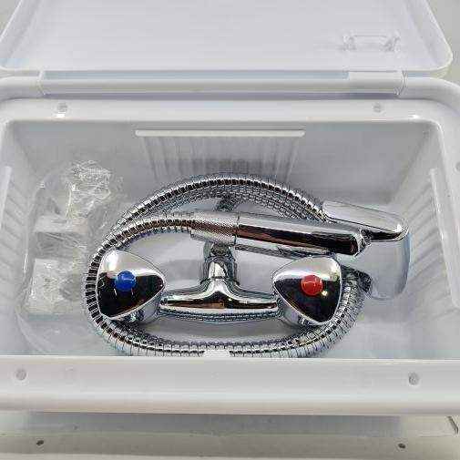 External Shower Box White - watermark - Everything Caravans
