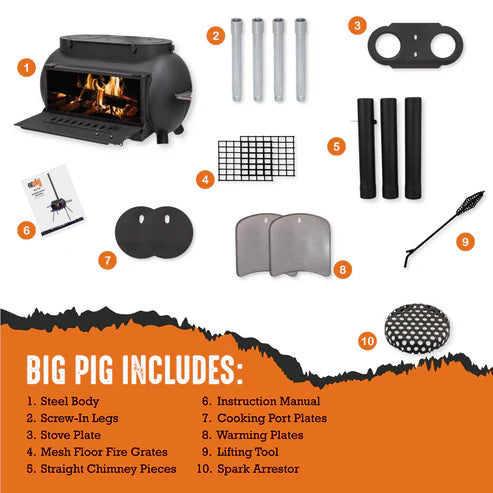 Ozpig Big Pig Wood Fired Cooker & Heater Large Outdoor Camping Stove